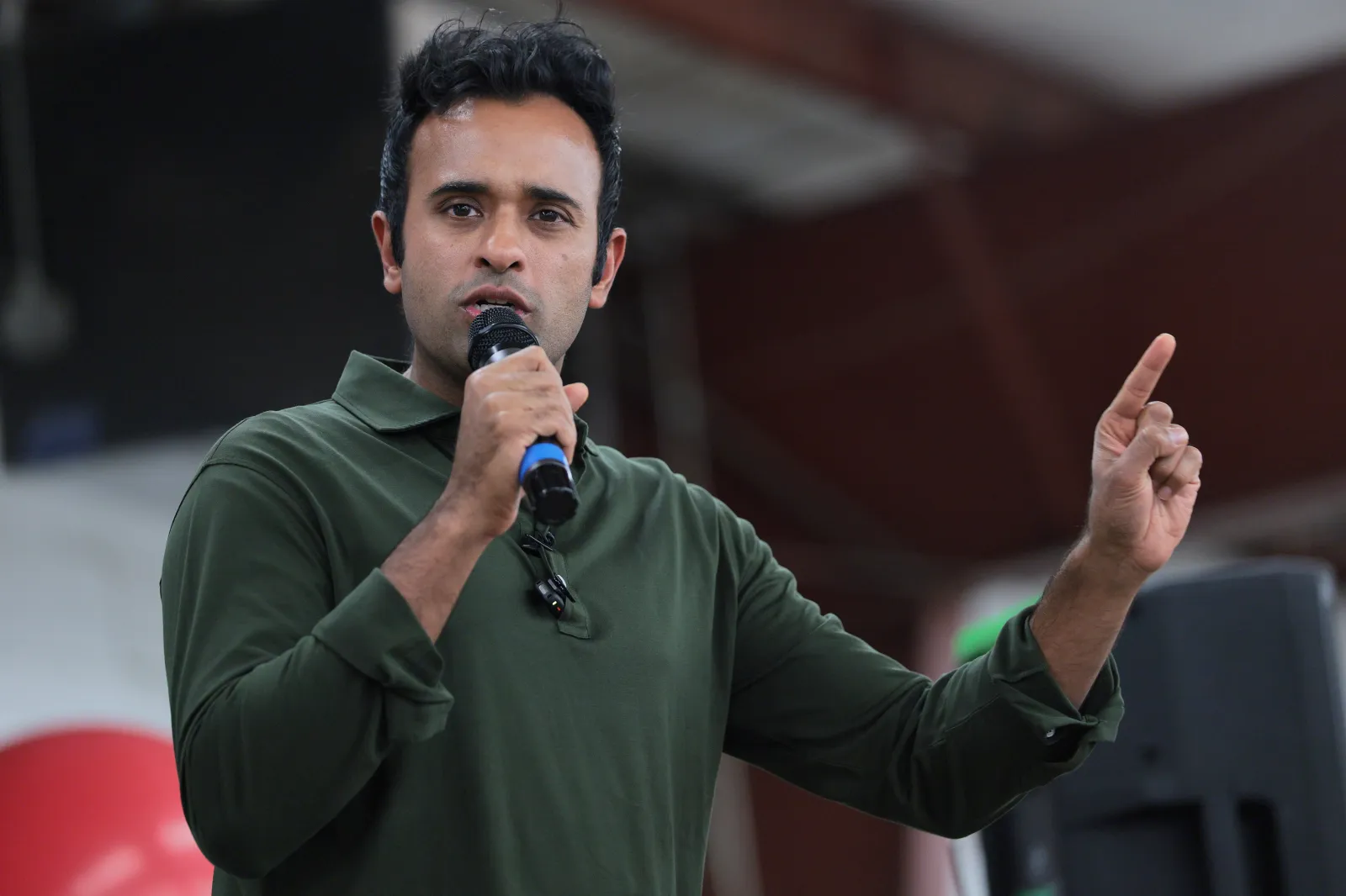 Ohio Republican gubernatorial candidate Vivek Ramaswamy speaks during the Darke County Republican Party Hog Roast on Sunday in Greenville, Ohio. (Photo by Michael M. Santiago/Getty Images)