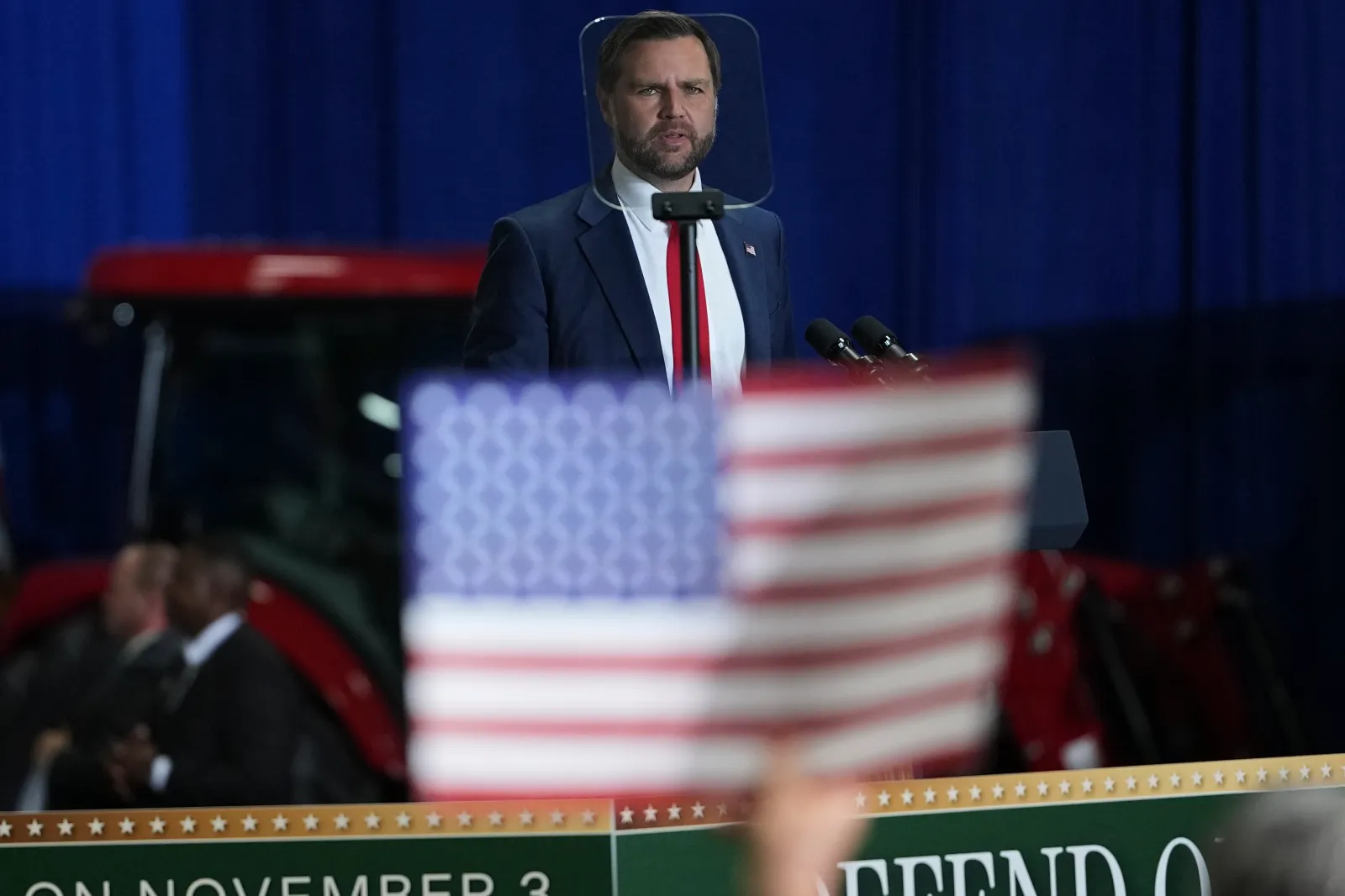 Vice President JD Vance speaks during a campaign rally at the D & N Event Center on October 22, 2026 in North Platte, Nebraska.