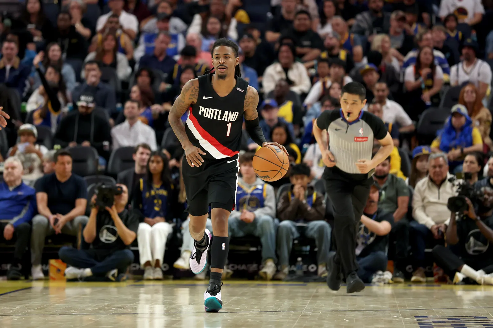 Ja Morant #1 of the Portland Trail Blazers