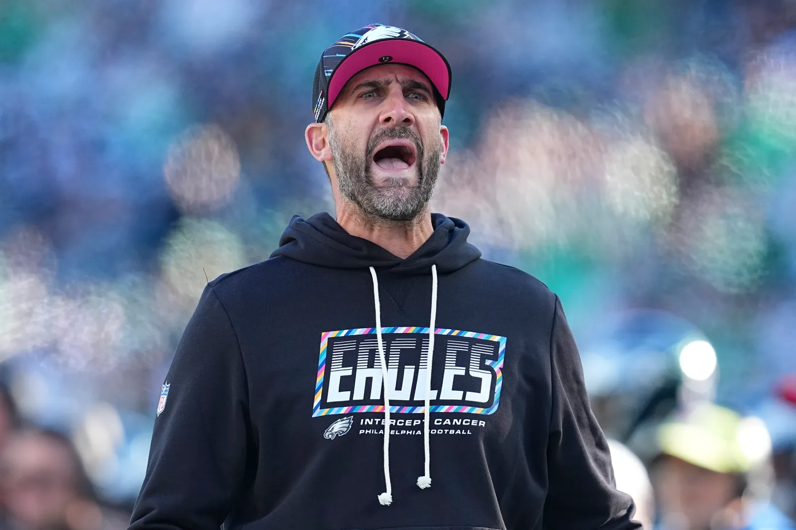 Eagles head coach Nick Sirianni during game against Carolina Panthers
