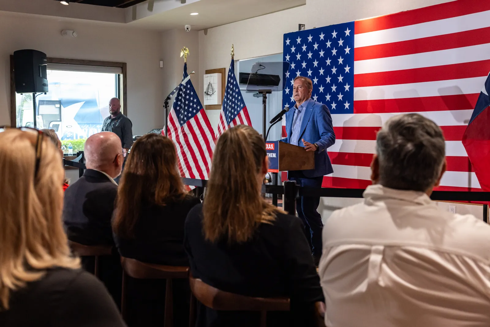 Ken Paxton speaks to supporters at a campaign event on October 22 in Brownsville, Texas.