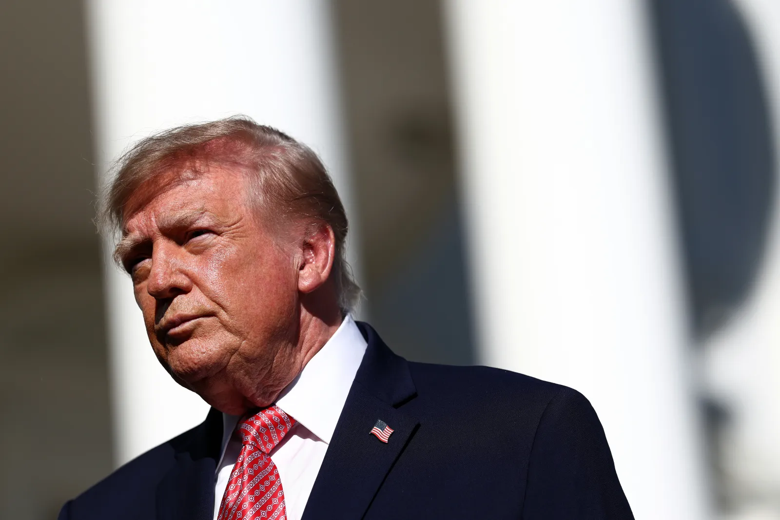President Donald Trump speaks to reporters as he departs the White House on October 19, 2026 in Washington, D.C.