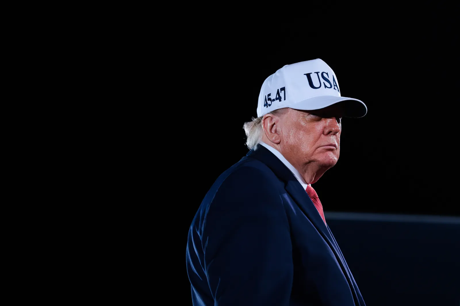 President Donald Trump looks on during an election rally at Pitt-Greenville Airport on October 20, 2026 in Greenville, North Carolina.