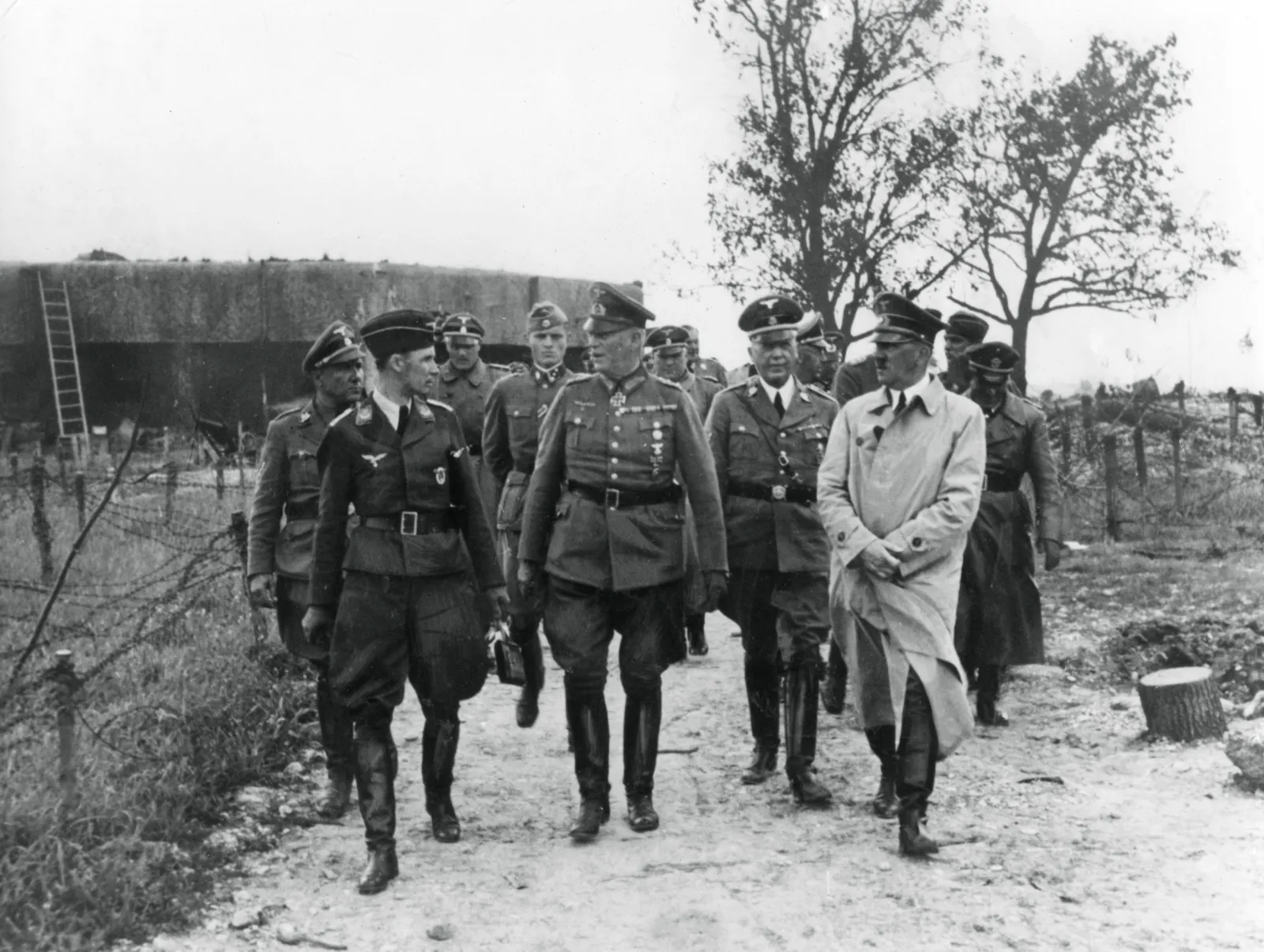 Adolf Hitler and General Wilhelm Keitel inspect the Maginot Line in France in 1940. France built the system of fortifications known as the Maginot Line in the 1930s to protect its eastern frontier from invasion.