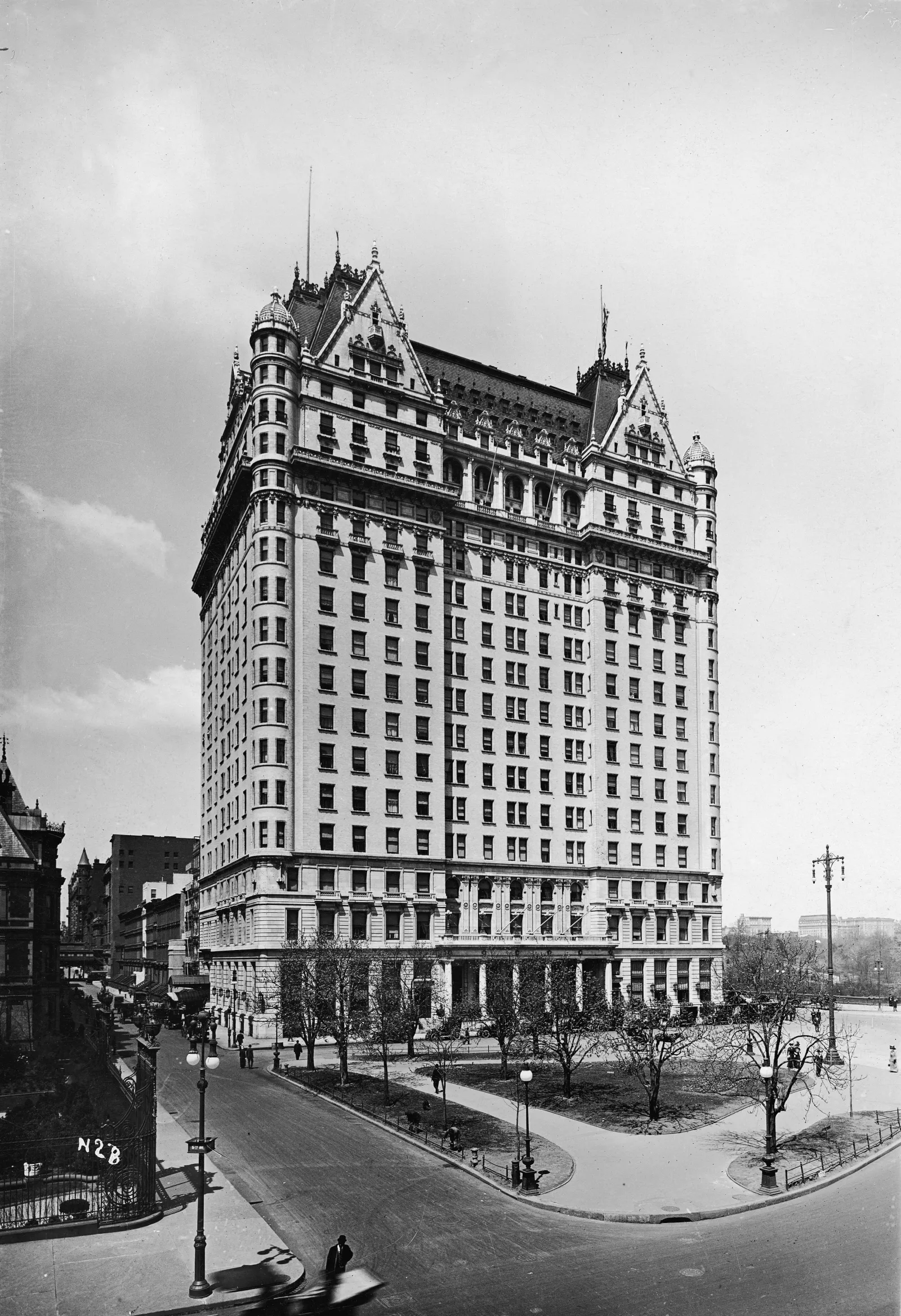 A view of the Plaza Hotel in the 1910s in New York City.