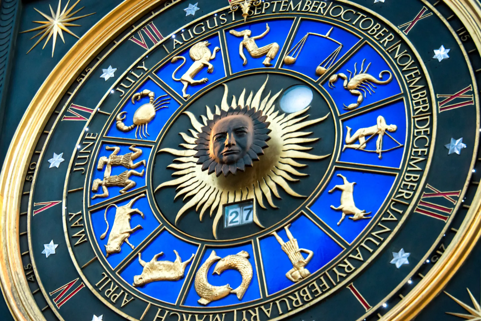 An unusual astronomical sundial related clock'. Winston Churchill's face. Bracken House, 1959, London