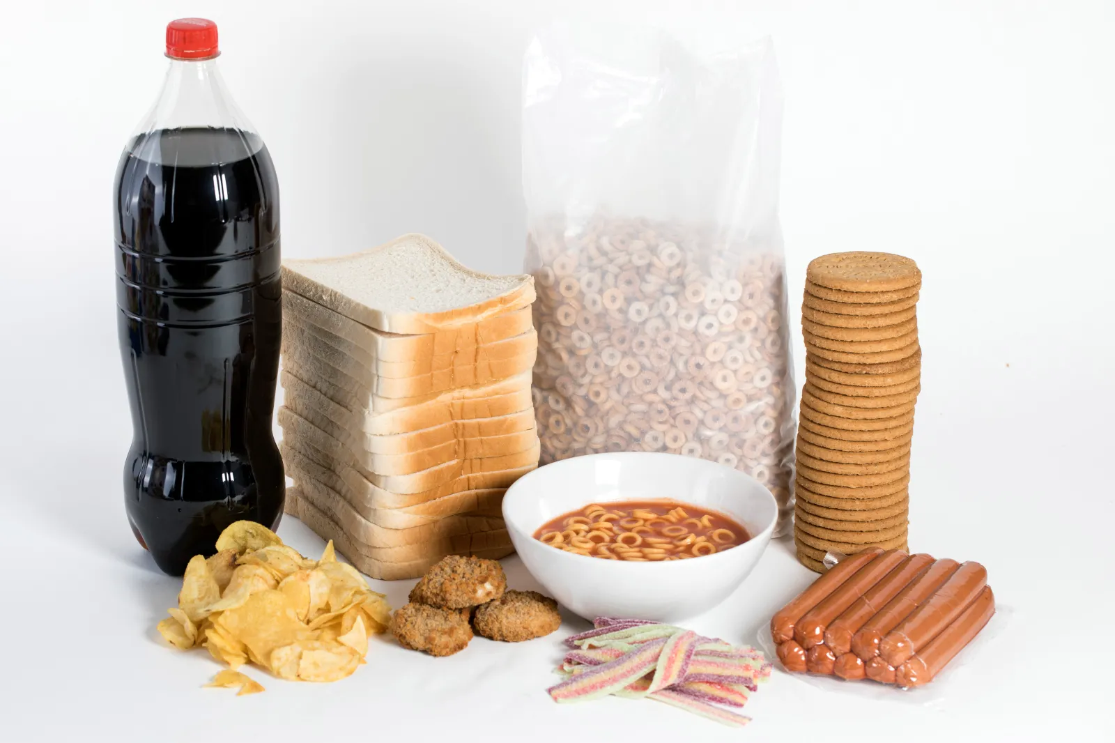 A photo illustration of 'Ultra Processed' foods.