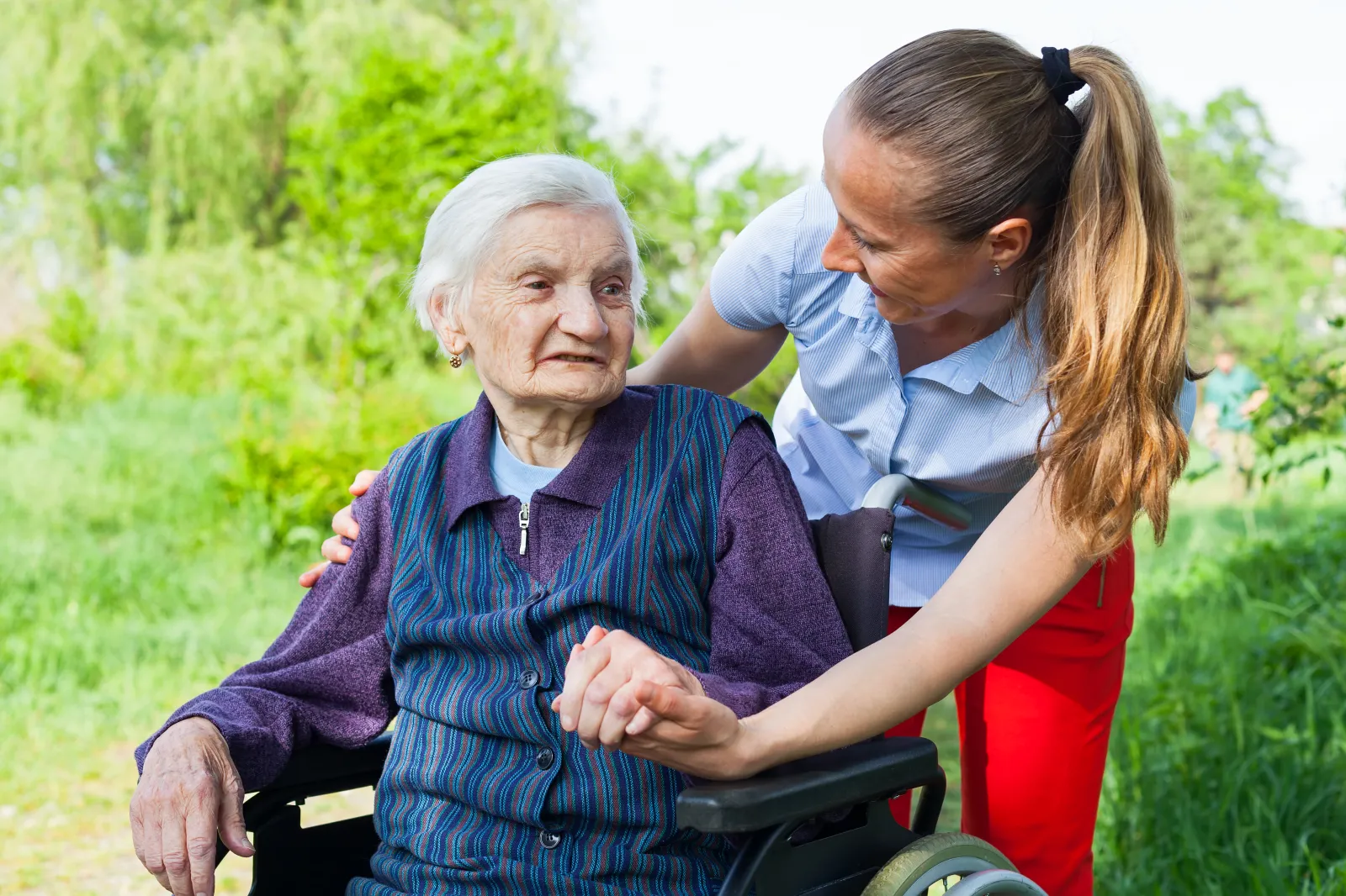 Stock Image of a senior woman with a caregiver.