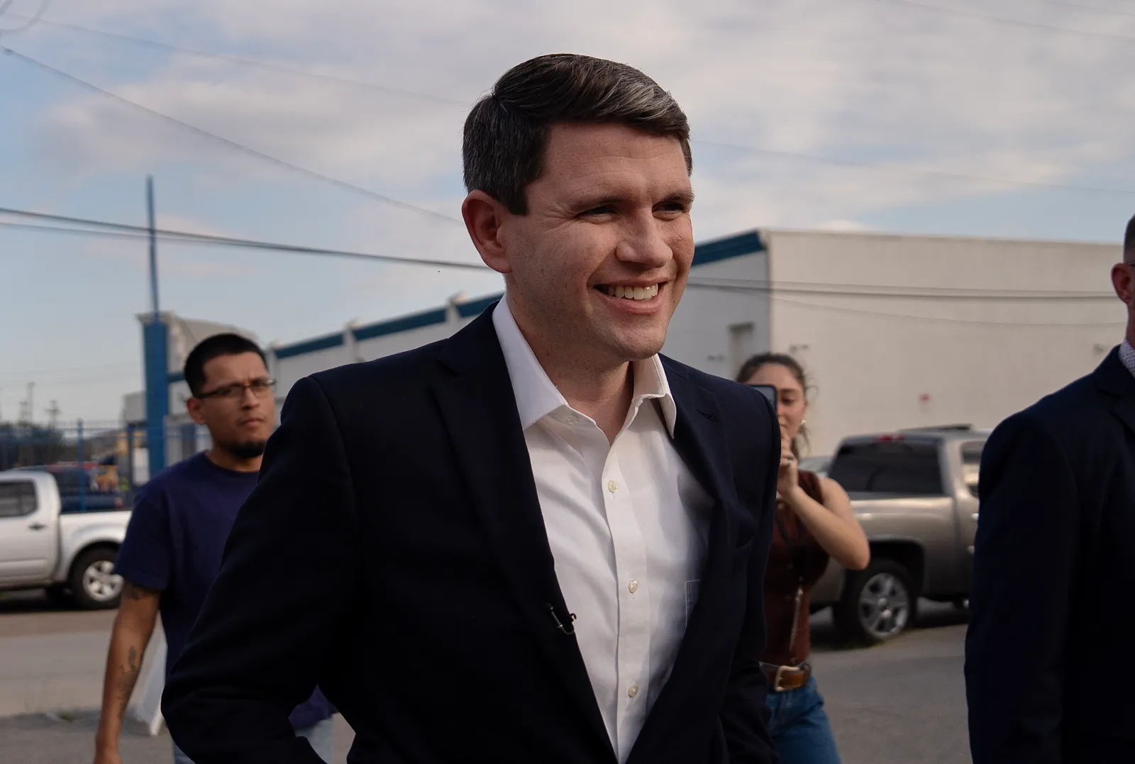 Democratic U.S. Senate candidate James Talarico walks to an American Federation of Labor and Congress of Industrial Organizations rally at the Texas Gulf Coast Labor Federation in Houston on October 21, 2026.