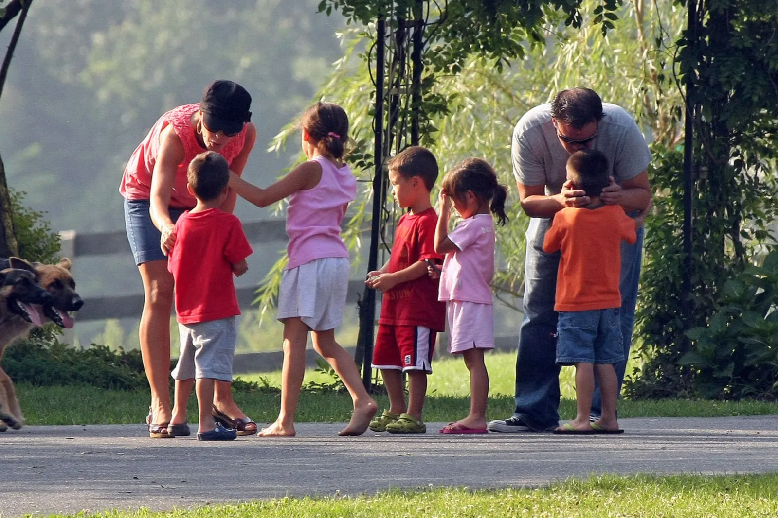 Kate Gosselin and Jon Gosselin are seen with their kids on August 14, 2009, in Reading, Pennsylvania.