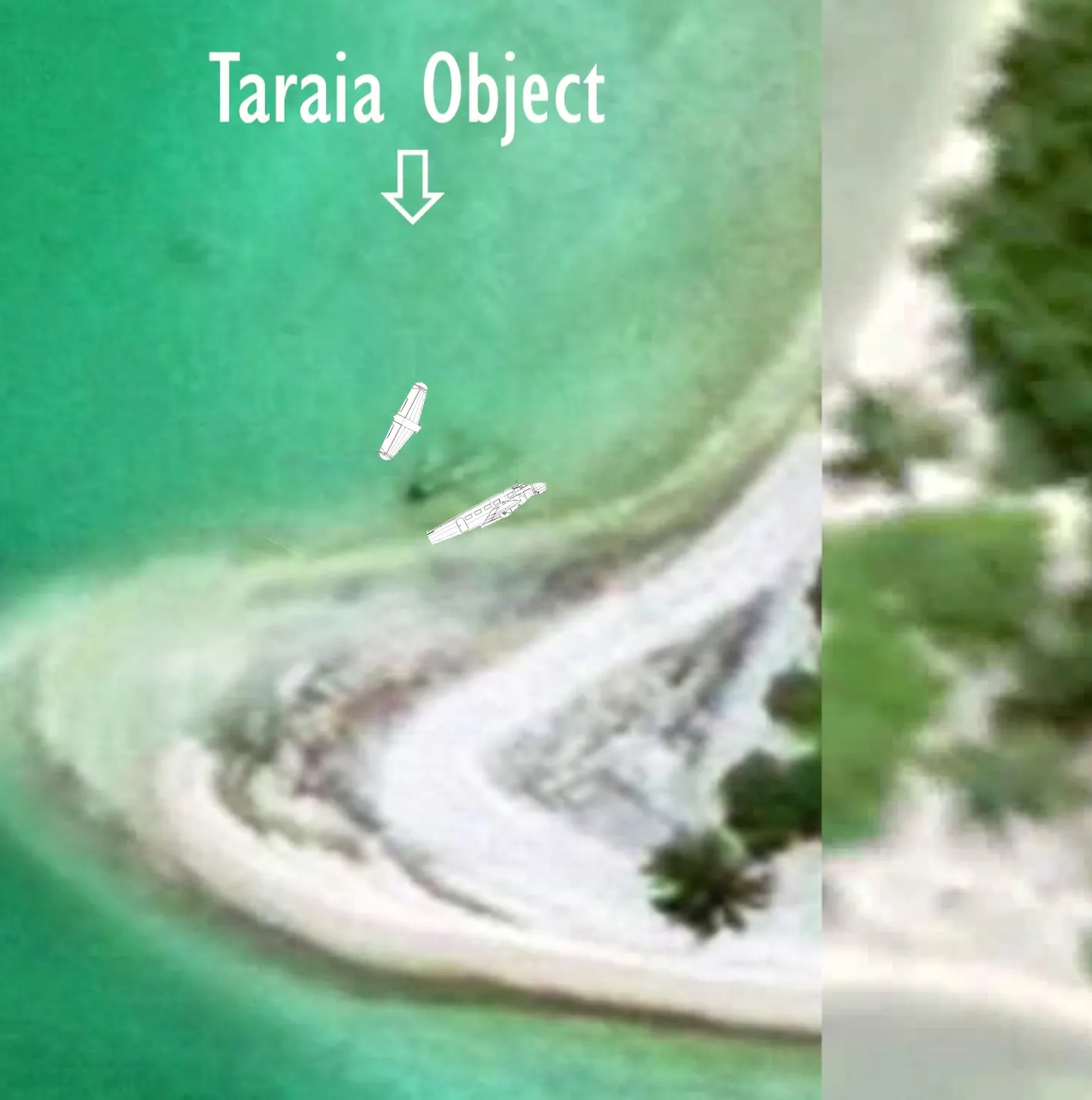 Satellite image showing anomaly known as the Taraia Object