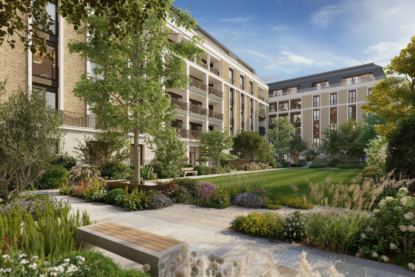 A view of the lawn space at St. John's Wood Square.