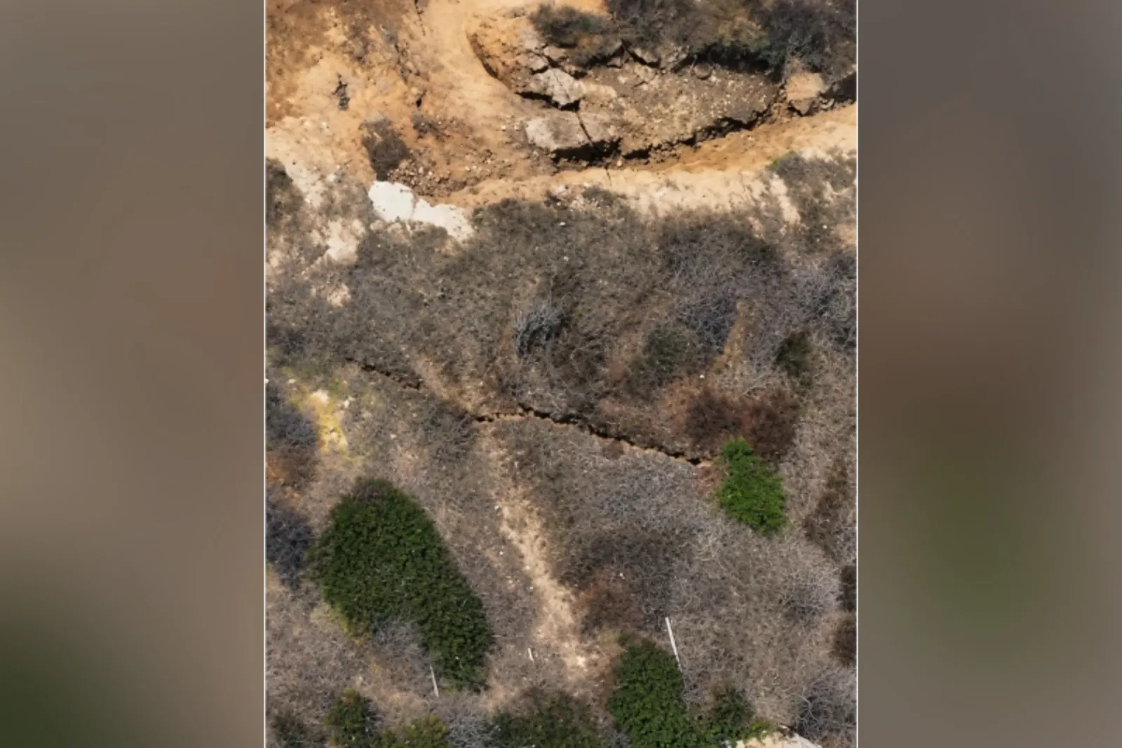 A screenshot of the City of Laguna Beach's video showing the crack along a portion of the Pacific Coast Highway in California.