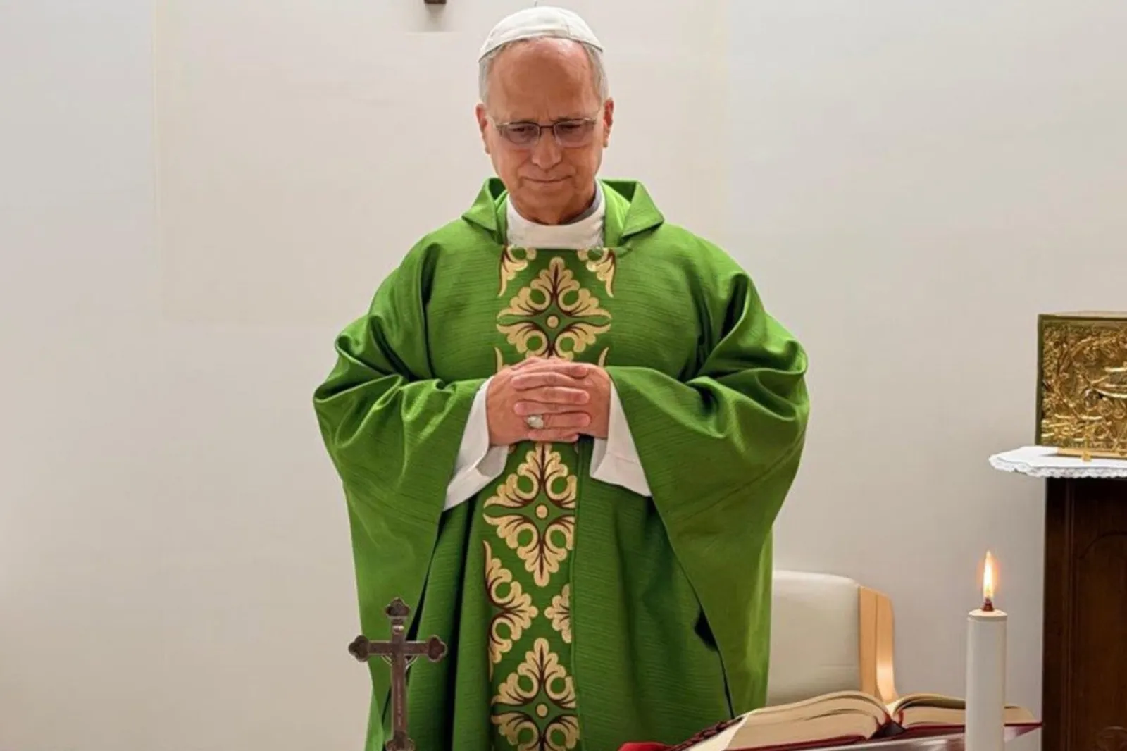 Pope Leo XIV celebrates Mass for Gemelli staff on Friday.