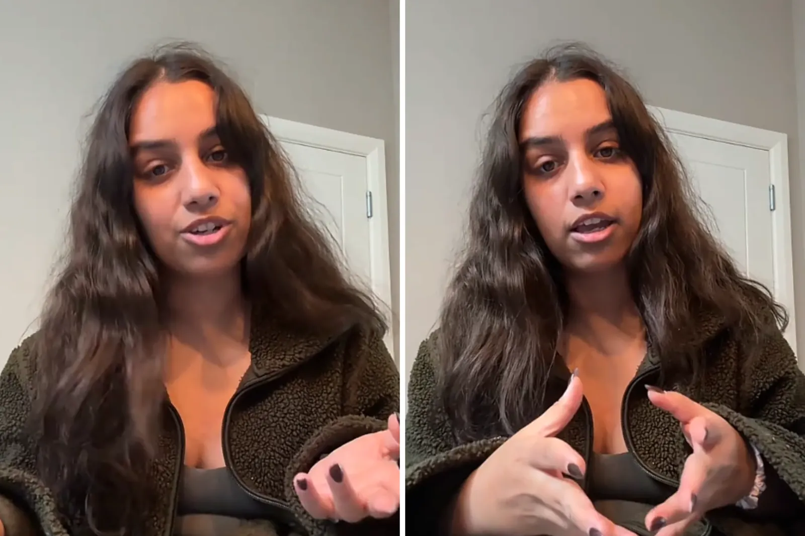 Ariba Karim, 32, sharing her breast cancer symptoms in a video on TikTok.