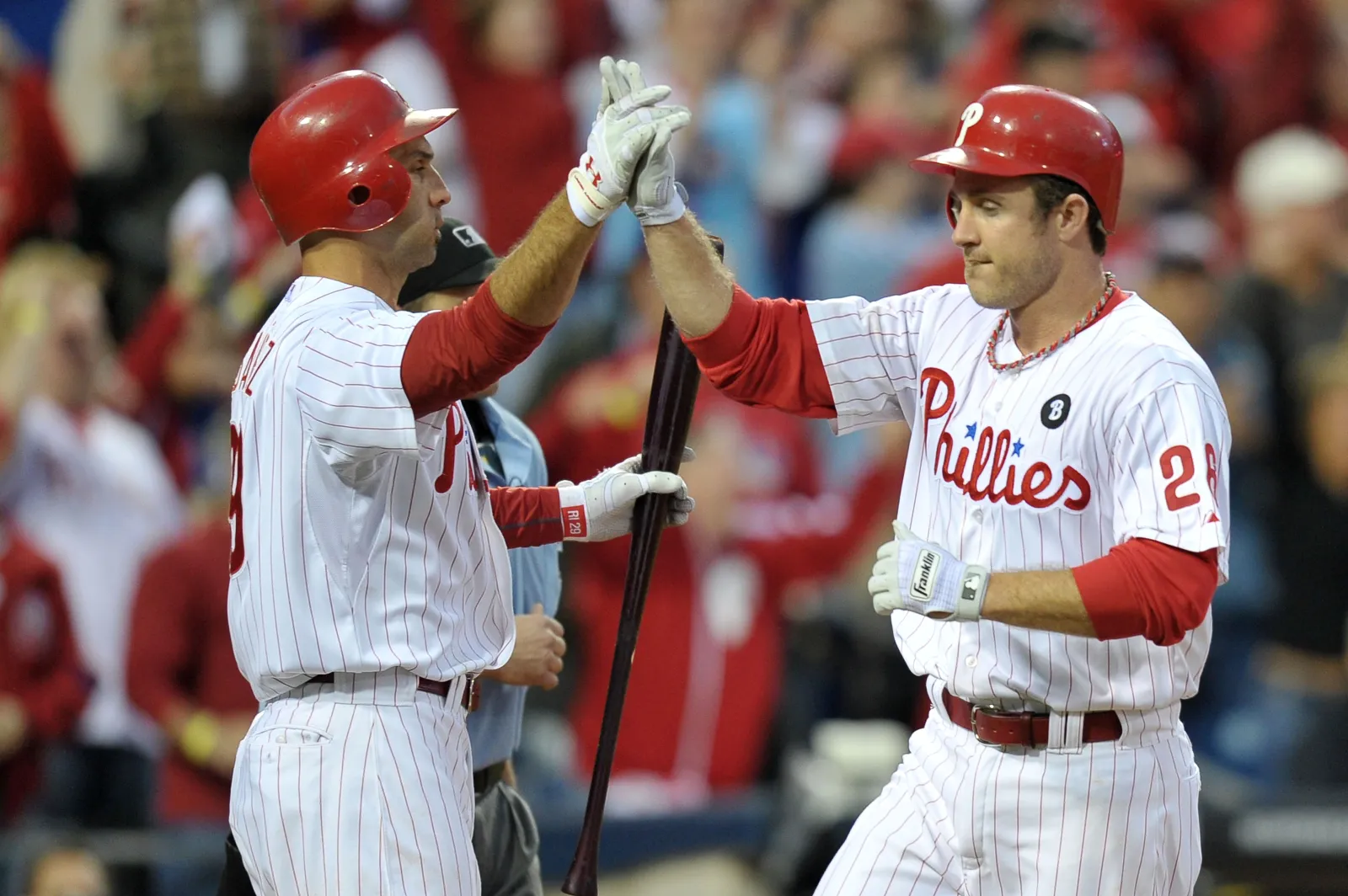 Former Philadelphia Phillies outfielder Raul Ibanez and second baseman Chase Utley