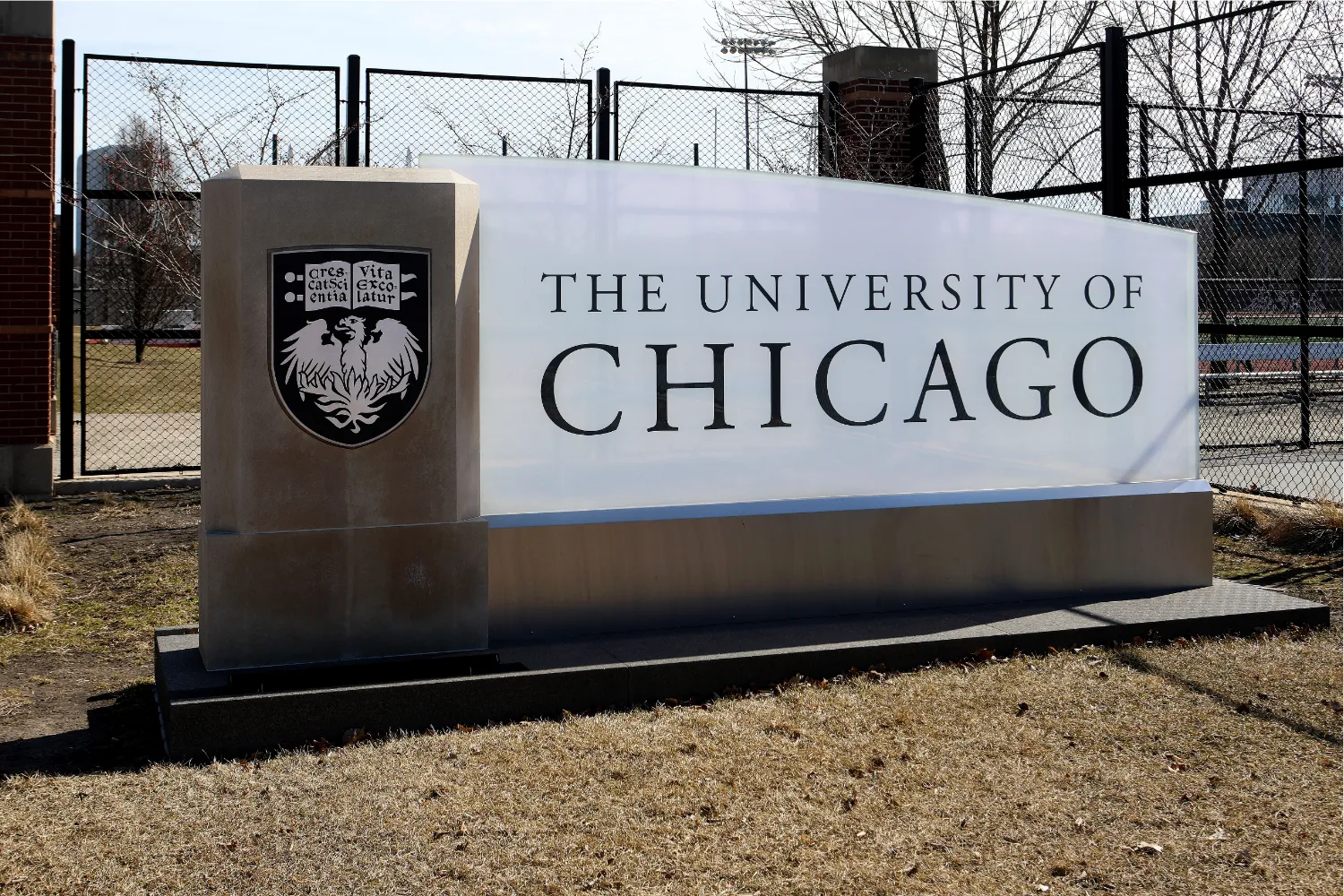 The University of Chicago signage in Chicago.