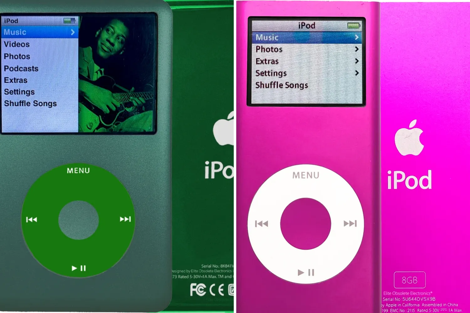 Pictures of the iPods available through Elite Obsolete Electronics.